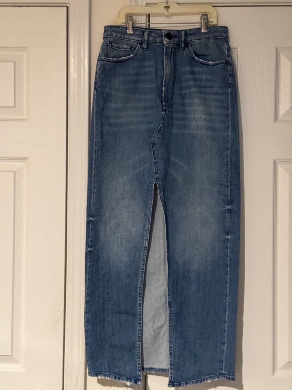 3x1 NYC Elizabella Maxi Denim Skirt Front Slit Sexy Jean skirt woman’s size 26